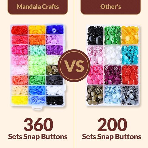 Mandala Crafts Size 20 12mm ½ in Assorted No Sew Plastic Snaps Kit in Kuwait