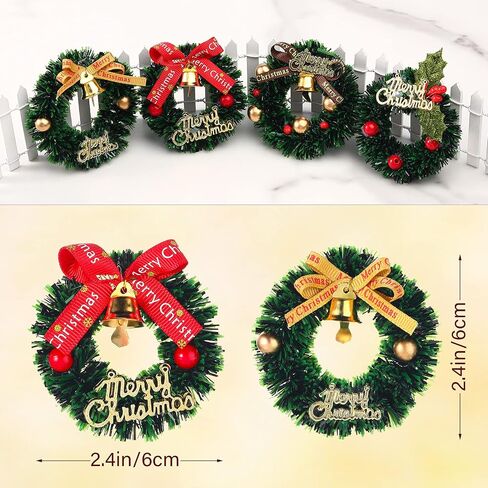 8 Pieces Ｍiniature Christmas Ｗreath Dollhouse Hanging Ｗreath Scene Ｍodel Small Ｗreath Christmas Garlands for Dollhouse Christmas Party Decoration,4 Styles (Natural Style) in Saudi Arabia