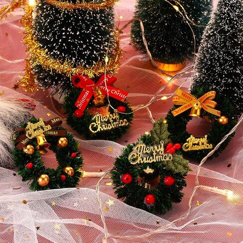 8 Pieces Ｍiniature Christmas Ｗreath Dollhouse Hanging Ｗreath Scene Ｍodel Small Ｗreath Christmas Garlands for Dollhouse Christmas Party Decoration,4 Styles (Natural Style) in Saudi Arabia