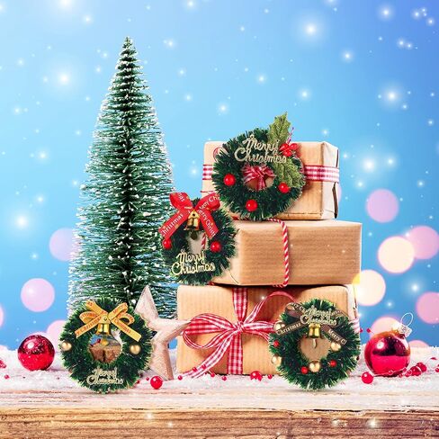 8 Pieces Ｍiniature Christmas Ｗreath Dollhouse Hanging Ｗreath Scene Ｍodel Small Ｗreath Christmas Garlands for Dollhouse Christmas Party Decoration,4 Styles (Natural Style) in Saudi Arabia