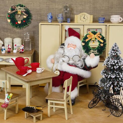 8 Pieces Ｍiniature Christmas Ｗreath Dollhouse Hanging Ｗreath Scene Ｍodel Small Ｗreath Christmas Garlands for Dollhouse Christmas Party Decoration,4 Styles (Natural Style) in Saudi Arabia