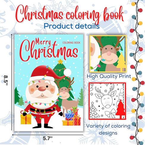 كتاب تلوين 18 قطعة متعددة الأغراض لعيد الميلاد للأطفال مع حزمة ملصقات مجانية - جوارب عيد الميلاد وأكياس هدايا حشو - هدايا حفلات موسم الأعياد هدية كبيرة in Kuwait