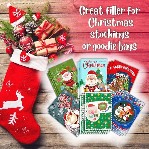 كتاب تلوين 18 قطعة متعددة الأغراض لعيد الميلاد للأطفال مع حزمة ملصقات مجانية - جوارب عيد الميلاد وأكياس هدايا حشو - هدايا حفلات موسم الأعياد هدية كبيرة in Kuwait