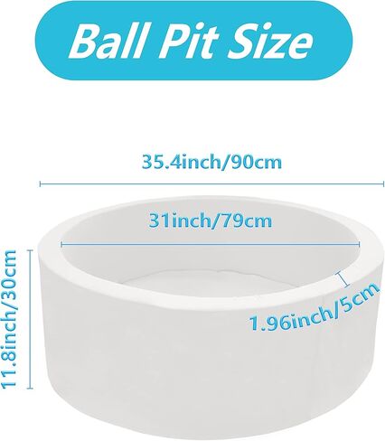 حفر كرات إسفنجية كبيرة جدًا للأطفال الصغار الصغار حوض سباحة دائري مع هدايا إسفنجية ناعمة للأطفال الرضع (غير متضمنة الكرات) باللون الأبيض in Kuwait