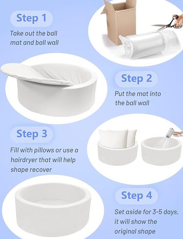 حفر كرات إسفنجية كبيرة جدًا للأطفال الصغار الصغار حوض سباحة دائري مع هدايا إسفنجية ناعمة للأطفال الرضع (غير متضمنة الكرات) باللون الأبيض in Kuwait