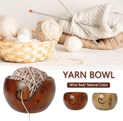 Bamboo Yarn Bowl,Handmade Knitting Bowl Wool Holder,DIY Natural Embroidery Crocheting Storage Accessories for Crochet Home Decor in Kuwait