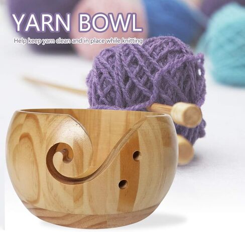 Bamboo Yarn Bowl,Handmade Knitting Bowl Wool Holder,DIY Natural Embroidery Crocheting Storage Accessories for Crochet Home Decor in Kuwait