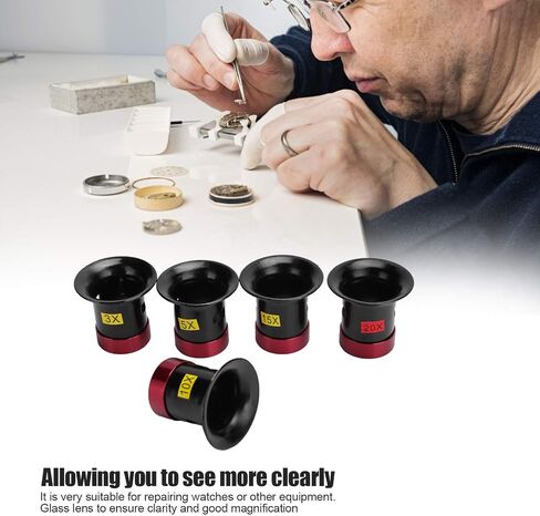 عدسة مكبرة 10X من Watchmaker Loupe، عدسة مكبرة من سبائك الألومنيوم لإصلاح الساعة، عدسة مكبرة، عدسة مكبرة صغيرة خفيفة الوزن (1 قطعة - 20X) in Kuwait