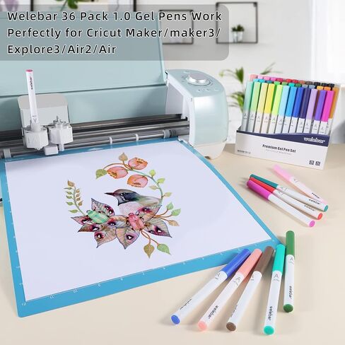 مجموعة أقلام طرف 1.0 من welebar لصانع Cricut 3/Maker/Explor 3/Air 2/Air، مجموعة أقلام تحديد ممتازة مكونة من 36 قلمًا متوسط ​​النقاط للرسم والكتابة وملحقات لآلات Cricut in Saudi Arabia