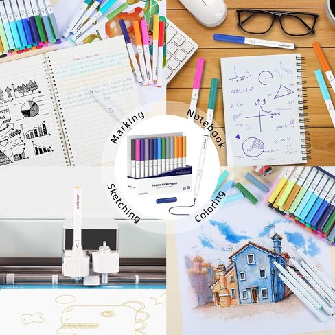 مجموعة أقلام طرف 1.0 من welebar لصانع Cricut 3/Maker/Explor 3/Air 2/Air، مجموعة أقلام تحديد ممتازة مكونة من 36 قلمًا متوسط ​​النقاط للرسم والكتابة وملحقات لآلات Cricut in Saudi Arabia