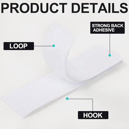 20 مجموعة من أشرطة الخطاف والحلقة مقاس 1 × 4 بوصة مع لاصق للمنزل أو المكتب مع شريط تثبيت لاصق قوي - شريط لاصق قوي مزدوج الجوانب - بدلاً من الثقوب والمسامير - أبيض in Kuwait