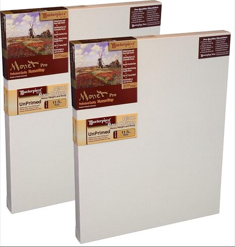 MASTERPIECE Z2MR-3651 Monet Pro 1.5" Deep Raw Unprimed Heavy Weight #12 Cotton 11.5 oz Stretched Canvas 36" x 51" Natural 2 Pack in Saudi Arabia