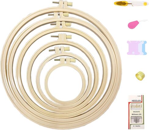 ONESHAW Embroidery Kit 141 Pcs,100 Colors Threads,6 Pcs Embroidery Hoops,2 Pcs Aida Cloth,9 Sewing Pins,Cross Stitch Tools and Embroidery Starter Kit for Adults and Kids Beginners in Kuwait
