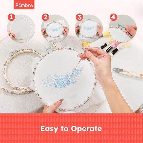 XEmbro Embroidery Hoops 3 Size Decorative Wrapped Embroidery Hoop Bamboo Cross Stitch Needlework Circle Rings for Embroidery, Craft Sewing and Ornaments in Kuwait