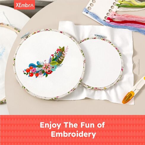 XEmbro Embroidery Hoops 3 Size Decorative Wrapped Embroidery Hoop Bamboo Cross Stitch Needlework Circle Rings for Embroidery, Craft Sewing and Ornaments in Kuwait