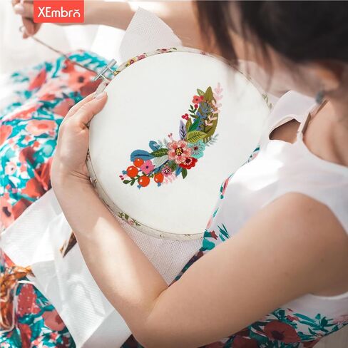 XEmbro Embroidery Hoops 3 Size Decorative Wrapped Embroidery Hoop Bamboo Cross Stitch Needlework Circle Rings for Embroidery, Craft Sewing and Ornaments in Kuwait