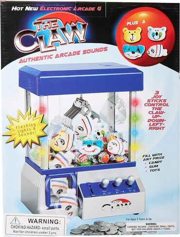 Claw Machine - Arcade Mini Toy Grabber Machine for Kids - Candy Machine- Retro Carnvial Music & Flashing Lights- Best Birthday Gift Game. Use Gumballs, Candy, Toys, or Small Prizes (Blue) in Kuwait