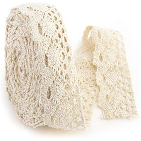 Lace Trim, Vintage Eyelet Lace Ribbon, Crochet Sewing Lace Scalloped Edge for Bridal Wedding-Scrapbooking Craft Supply, Width 0.7Inch 15Yards (Style A, Beige) in Kuwait