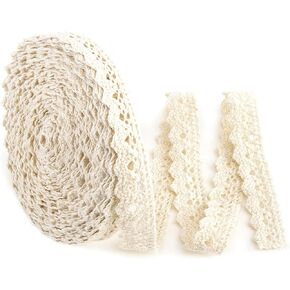 Lace Trim, Vintage Eyelet Lace Ribbon, Crochet Sewing Lace Scalloped Edge for Bridal Wedding-Scrapbooking Craft Supply, Width 0.7Inch 15Yards (Style A, Beige)