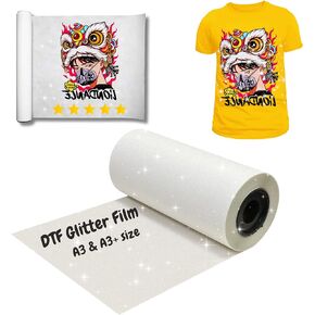 بكرة فيلم لامعة NGOODIEZ DTF - فيلم نقل ممتاز A3 لطابعات DTF - فيلم PET للقمصان والنسيج الداكن والخفيف - قابل للغسل، ويدوم طويلاً وملمس ناعم - قشر بارد (11.75 بوصة × 328 قدمًا) in Kuwait