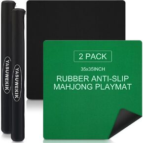 yasuwekik 2 Pack 35"x35" Mahjong Mats with Carrying Bags Rubber Anti-Slip Playmat Noise Reduction Mahjong Table Cover for Mahjong in Kuwait