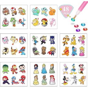 HITO 48 Pcs Diamond Painting Stickers Kits for Kids,Cartoon Diamond Art Stickers for Kids,Mosaic Stickers Gem Art for Kids Ages 4-12 in Kuwait