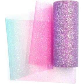 NICROLANDEE قوس قزح بريق تول رولز 6 بوصة × 10 ياردة (30 قدم) لون لامع لطاولة عداء كرسي وشاح القوس الحيوانات الأليفة توتو تنورة الخياطة صياغة النسيج الزفاف استحمام الطفل عيد ميلاد الشريط in Kuwait