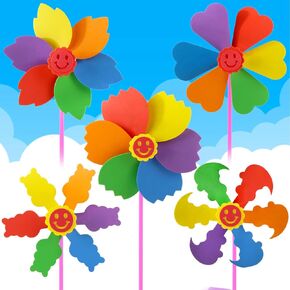 5 Pcs Colorful Sticky Mosaic EVA Windmill Art Kits for Kids 2-4 Years Old, DIY Mosaic Art Crafts Early Learning Games Handmade Art Kit for Preschool Toddlers Boys and Girls Ages 1 2 3 4 5 6 7 8