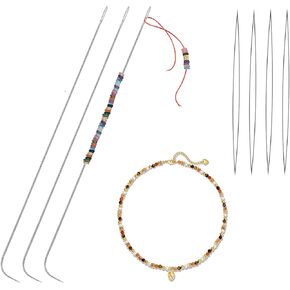 Bead Spinner Needles, 3Pcs Clay Beading Needles, Stainless Steel Curved Beading Needles and 4Pcs Big Eye Seed Beading Needles for Jewelry Making in Kuwait