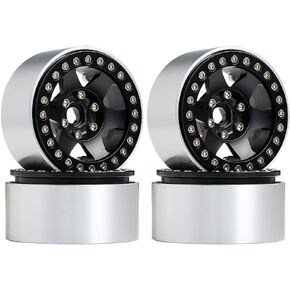 INJORA RC Wheel Rim 4pcs 1.9inch Beadlock Metal Wheel Hub Rim for 1/10 RC Crawler Axial SCX10 90046 AXI03007 TRX4 RedCat MST (Black)
