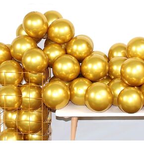 COLORFUL ELVES 12 Inch 100 Pcs Latex Metallic Chrome Balloons Helium Shiny Thicken Balloons Party Decoration (Silver)