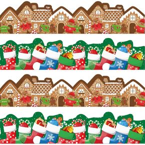 63ft Christmas Bulletin Board Borders Ugly Sweater Christmas Trees Bulletin Board Decorations Christmas Winter Border Paper Holiday Xmas Tree Wave Border for School Classroom Office Party Wall Decor in Kuwait