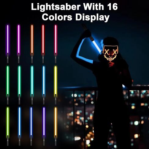 CVCBSER FX Dueling Lightsaber RGB 16 لونًا قابل للتغيير من سبائك الألومنيوم الممتازة، سيف ضوئي مع 12 وضعًا لقوة الصوت ألعاب Lightsaber (أسود) in Kuwait