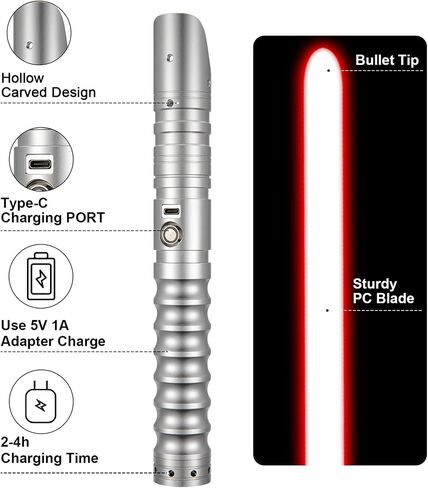 CVCBSER FX Dueling Lightsaber RGB 16 لونًا قابل للتغيير من سبائك الألومنيوم الممتازة، سيف ضوئي مع 12 وضعًا لقوة الصوت ألعاب Lightsaber (أسود) in Kuwait