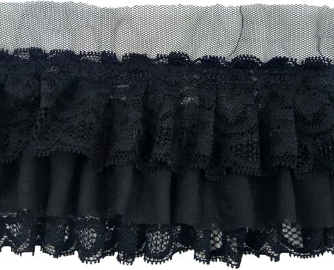 Trimscraft 3-1/2 بوصة واسعة مكشكشة من الدانتيل هامش الدانتيل تقليم تنورة تمديد فستان الخياطة الملحقات (2 ياردة، أسود) in Kuwait