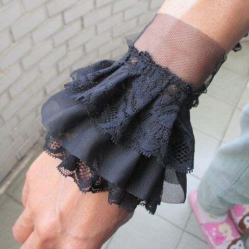 Trimscraft 3-1/2 بوصة واسعة مكشكشة من الدانتيل هامش الدانتيل تقليم تنورة تمديد فستان الخياطة الملحقات (2 ياردة، أسود) in Kuwait