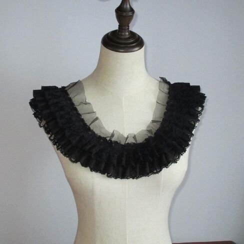 Trimscraft 3-1/2 بوصة واسعة مكشكشة من الدانتيل هامش الدانتيل تقليم تنورة تمديد فستان الخياطة الملحقات (2 ياردة، أسود) in Kuwait