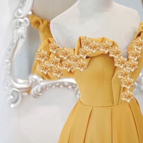 شريط دانتيل ثلاثي الأبعاد بسيط 3 ياردات من الدانتيل، مطرز عتيق من الدانتيل لتزيين الحرف اليدوية (أصفر) in Kuwait