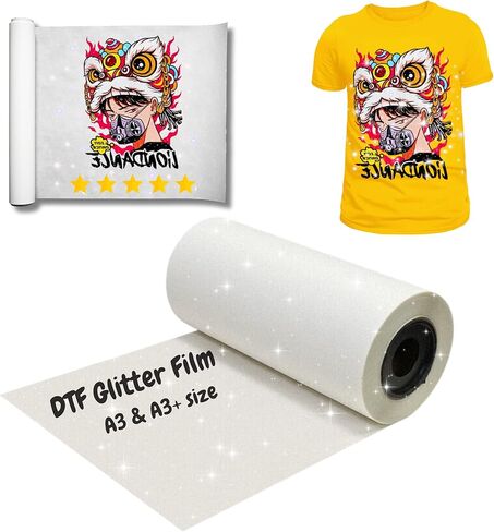 بكرة فيلم لامعة NGOODIEZ DTF - فيلم نقل ممتاز A3 لطابعات DTF - فيلم PET للقمصان والنسيج الداكن والخفيف - قابل للغسل، ويدوم طويلاً وملمس ناعم - قشر بارد (11.75 بوصة × 328 قدمًا) in Kuwait
