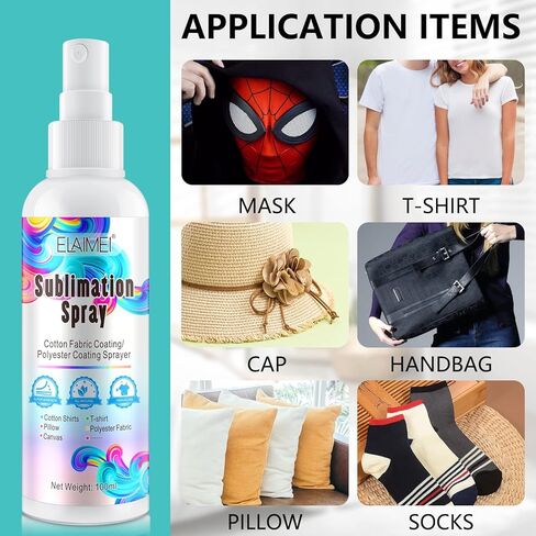 2PCS Sublimation Spray, Quick Dry & Super Adhesion, Sublimation Coating Spray for All Fabric, Including 100% Cotton, Polyester, Carton, Tote Bag, Pillows, Mugs, Canvas, High Gloss Vibrant Color in Kuwait