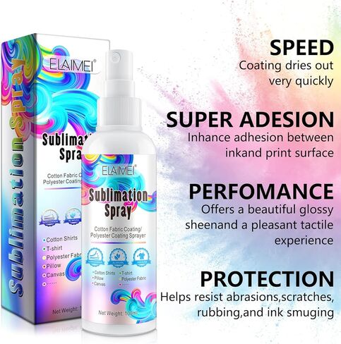 2PCS Sublimation Spray, Quick Dry & Super Adhesion, Sublimation Coating Spray for All Fabric, Including 100% Cotton, Polyester, Carton, Tote Bag, Pillows, Mugs, Canvas, High Gloss Vibrant Color in Kuwait