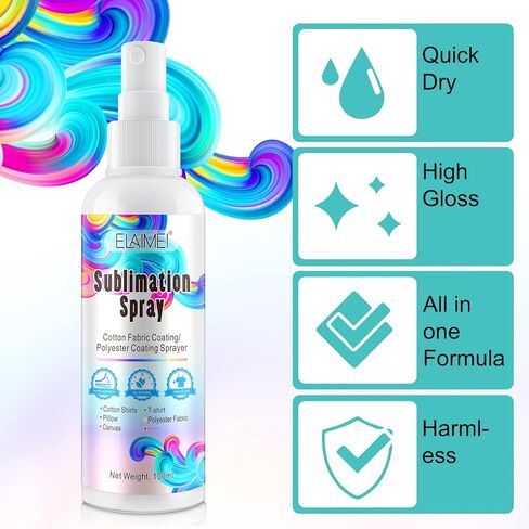 2PCS Sublimation Spray, Quick Dry & Super Adhesion, Sublimation Coating Spray for All Fabric, Including 100% Cotton, Polyester, Carton, Tote Bag, Pillows, Mugs, Canvas, High Gloss Vibrant Color in Kuwait