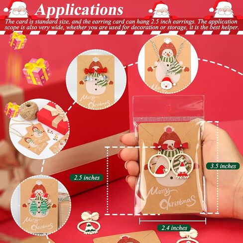 بطاقات حلق عيد الميلاد من ovsor - 120 قطعة من بطاقات القرط و120 قطعة من الحقائب لتعبئة وعرض القرط، وبطاقات حلق رجل الثلج لتعبئة الأقراط والقلائد والمجوهرات in Kuwait