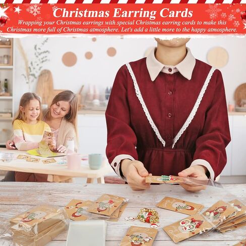 بطاقات حلق عيد الميلاد من ovsor - 120 قطعة من بطاقات القرط و120 قطعة من الحقائب لتعبئة وعرض القرط، وبطاقات حلق رجل الثلج لتعبئة الأقراط والقلائد والمجوهرات in Kuwait