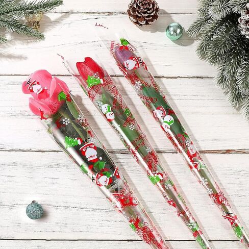 Choisyin عيد الميلاد السيلوفان التفاف لفة، عيد الميلاد الديكور التفاف واضح لسلة هدية تكشفت العرض 32 "× 100Ft السيلوفان ورق التغليف كبير من البلاستيك الشفاف التفاف ورق التغليف للزهرة in Kuwait