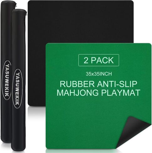 yasuwekik 2 Pack 35"x35" Mahjong Mats with Carrying Bags Rubber Anti-Slip Playmat Noise Reduction Mahjong Table Cover for Mahjong in Kuwait