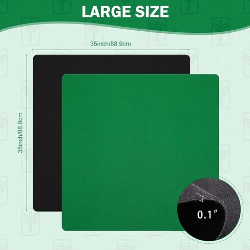 yasuwekik 2 Pack 35"x35" Mahjong Mats with Carrying Bags Rubber Anti-Slip Playmat Noise Reduction Mahjong Table Cover for Mahjong in Kuwait