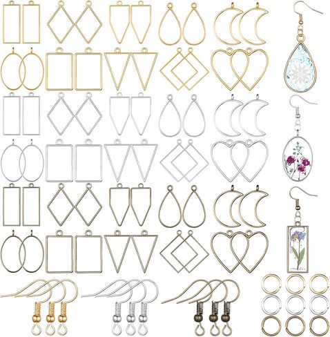 Inbagi 180 Pieces Open Bezels for Resin Jewelry Making Kit Hollow Frame Pendants Resin Craft Assorted Geometric Frame Charms for Resin Casting Necklace Earring in Saudi Arabia