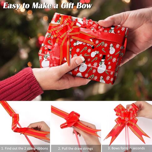 Gocvo ورق تغليف عيد الميلاد 12 ورقة مطوية مناديل عيد الميلاد مع 30 قطعة من الأقواس + 2 قطعة من الأشرطة العتيقة الكبيرة لتزيين هدايا عيد الميلاد مجموعات ورق لف للأطفال والنساء والرجال، 29 × 20 بوصة in Kuwait