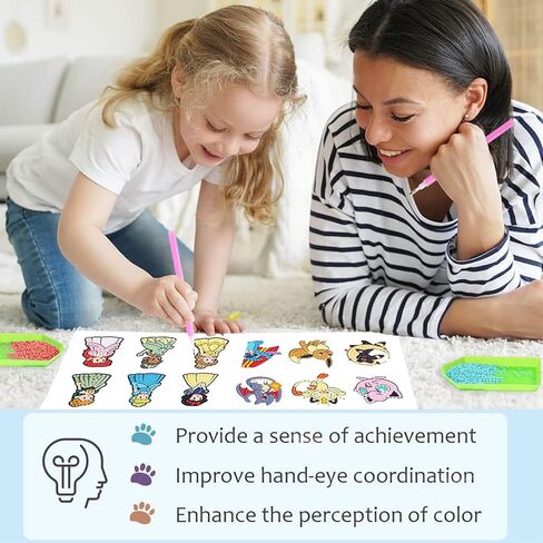 HITO 48 Pcs Diamond Painting Stickers Kits for Kids,Cartoon Diamond Art Stickers for Kids,Mosaic Stickers Gem Art for Kids Ages 4-12 in Kuwait